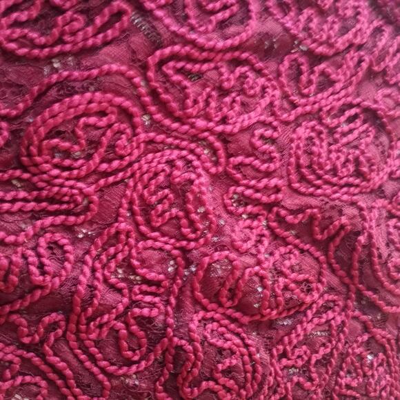 Zara Wine Lace Mock Neck Top - Picture 6 of 9